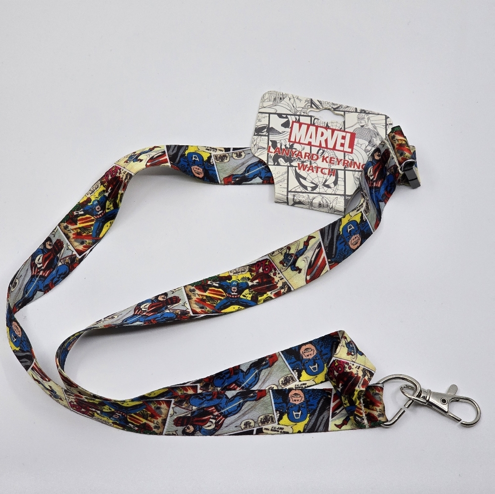 Captain America Comic Book Style Marvel Superhero Lanyard Clip NEW